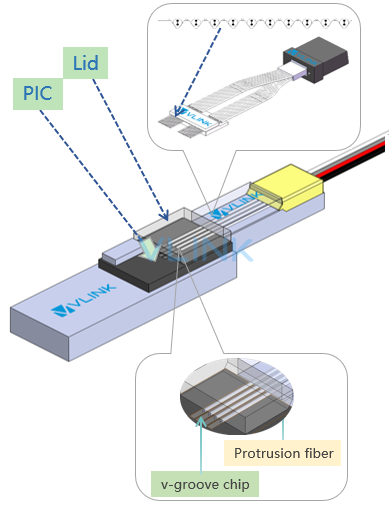 Protrusion fiber array type coupling